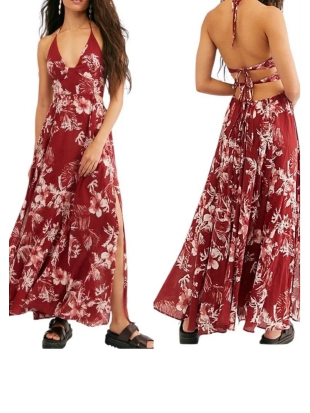 Free people Size medium Floral Halter woman's Maxi Dress - Picture 2 of 11